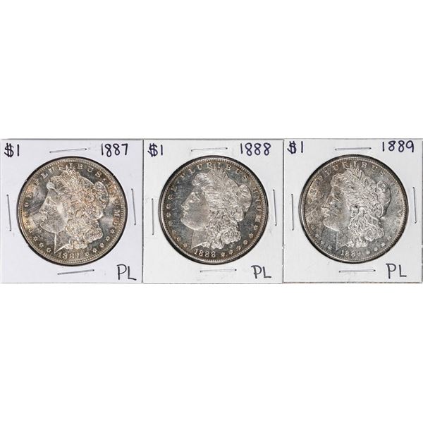 Lot of 1887-1889 $1 Morgan Silver Dollar Coins Proof Like