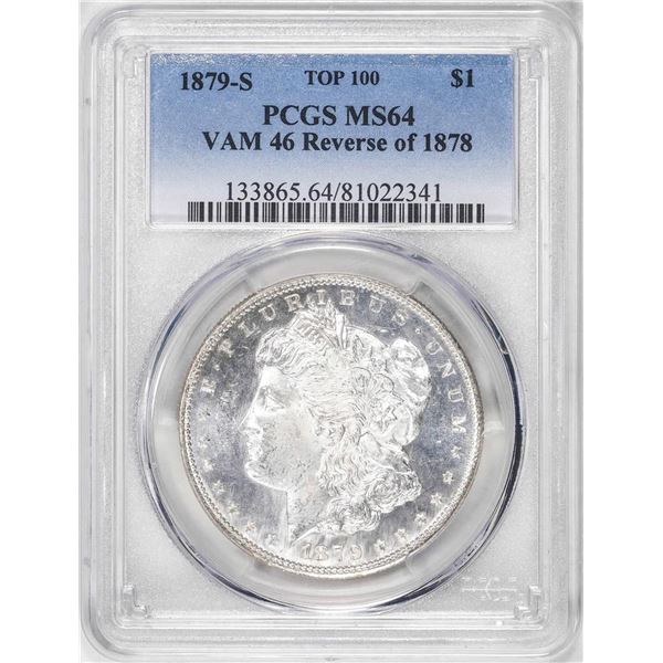 1879-S Reverse of 1878 VAM 46 $1 Morgan Silver Dollar Coin PCGS MS64 Top 100