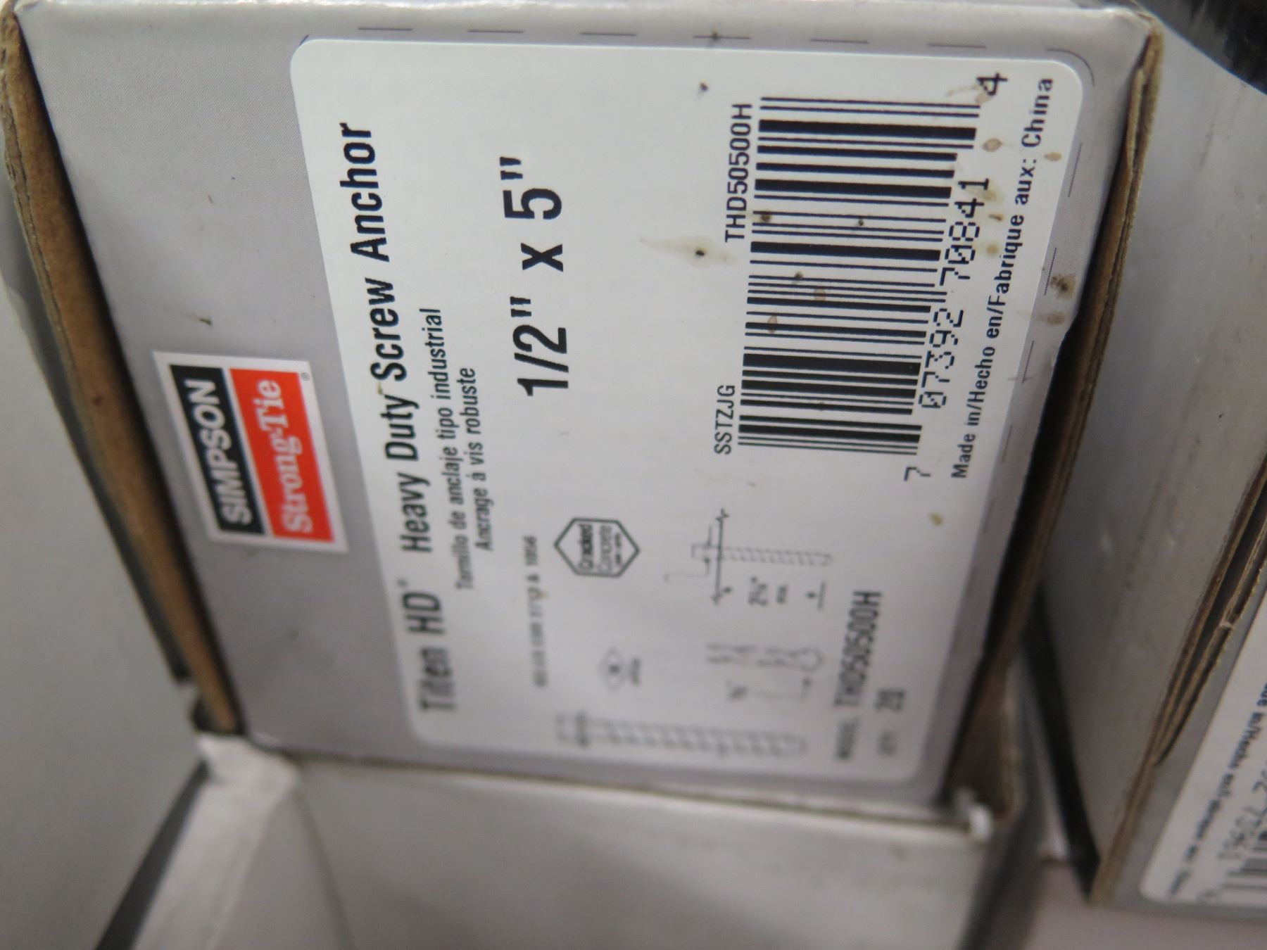Multiple Boxes Simpson Strong Tie Wedge Anchors, Titan Screw Anchors, etc