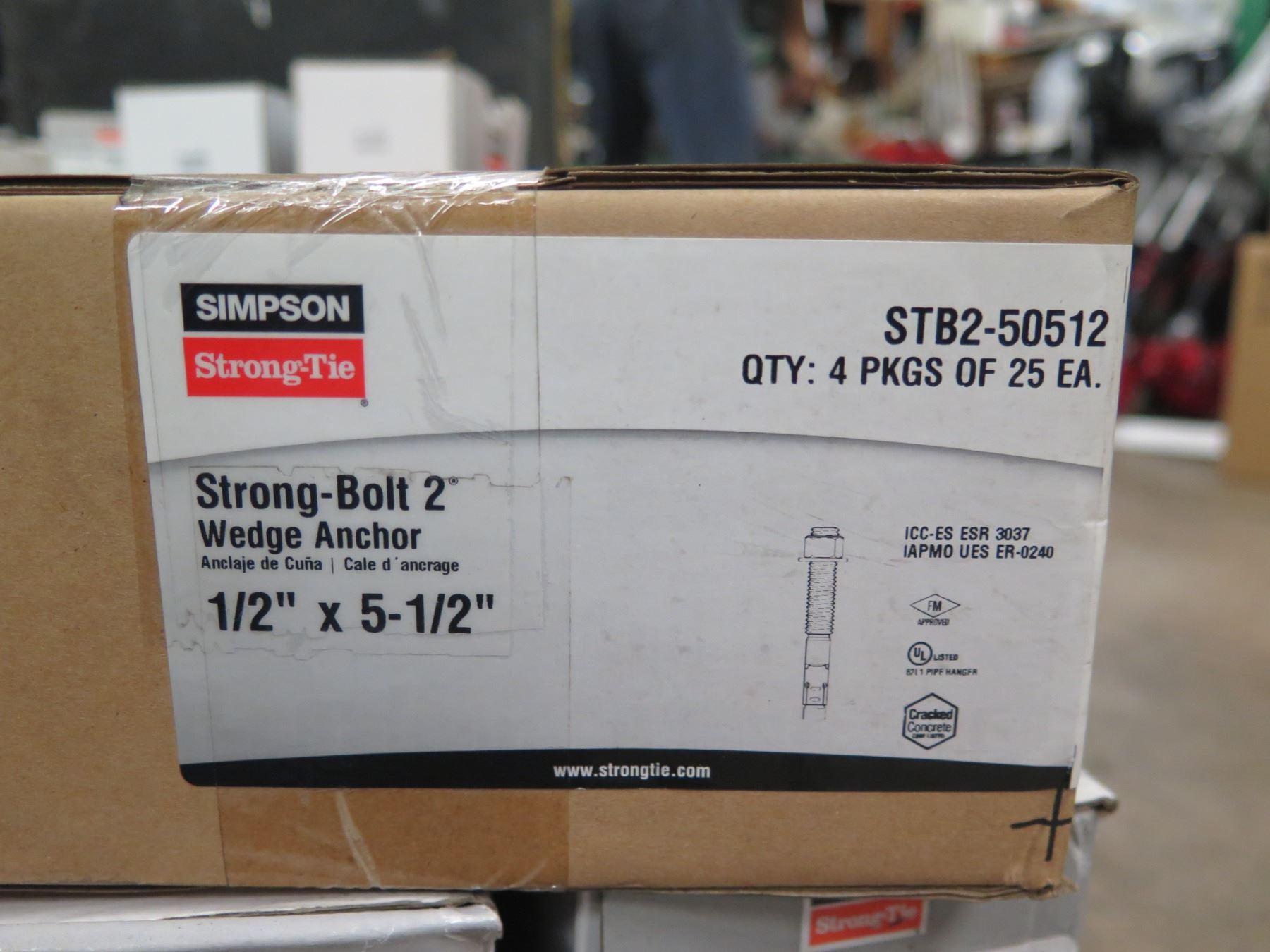 Multiple Boxes Simpson Strong Tie Wedge Anchors, Titan Screw Anchors, etc