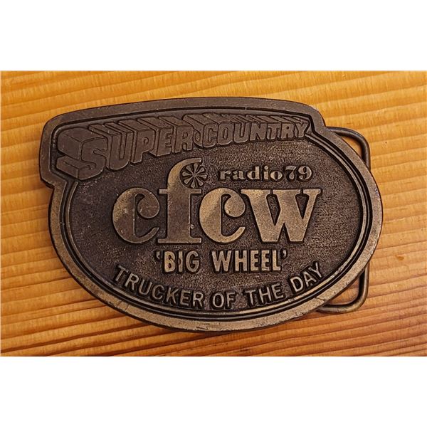 Rare Vintage CFCW ‘Big Wheel’ Trucker of the Day Belt Buckle