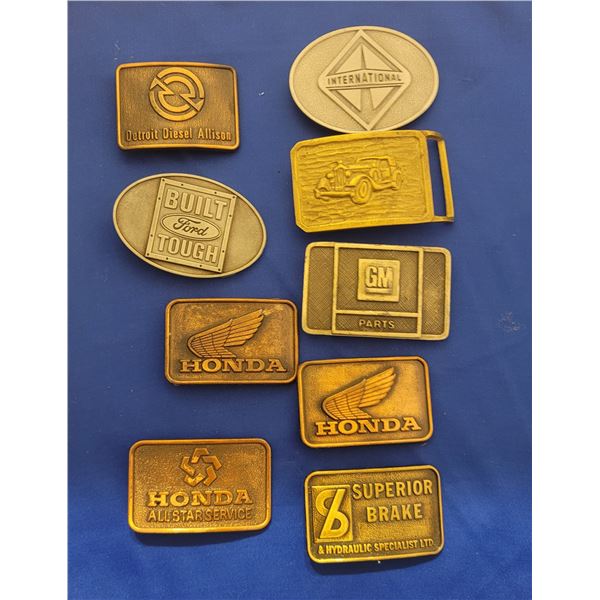 Lot of Nine Automotive Themed Belt Buckles