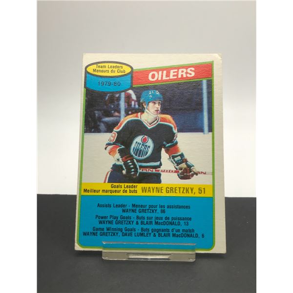 1980 OPC # 182  TEAM   LEADERS  WAYNE GRETZKY CARD