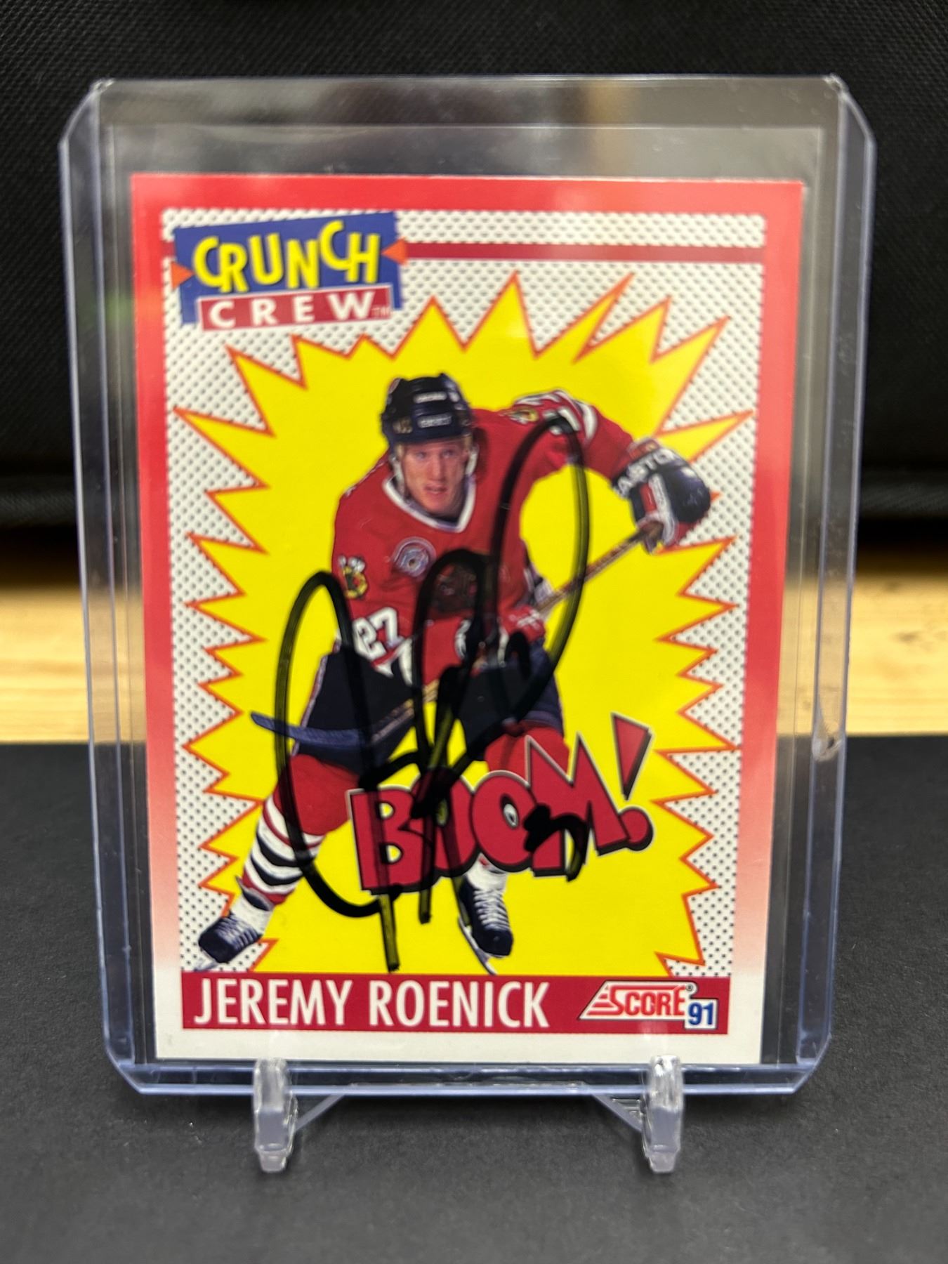 Jeremy Roenick Figure JEREMY ROENICK SIGNED 1991 SCORE HOCKEY CARD