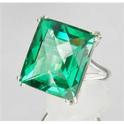48.80ct Sterling Ring Size7 Green Amethyst Octagon Cut (JEW-1331)