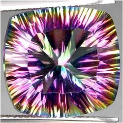 19.20ct Colombian Emerald Concave Cut Rainbow Mystic Quartz (GEM-15574)
