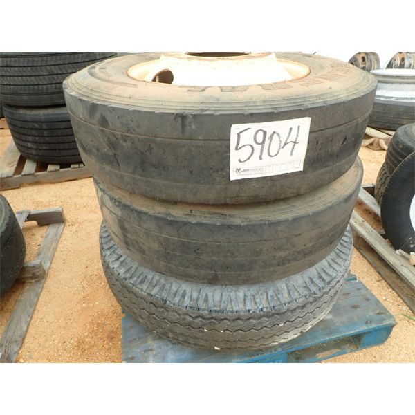 295/75R22.5 TIRES & RIMS (3 ea) (A-1)