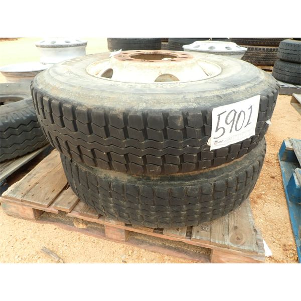 11R2.5 TIRE & RIMS (2 ea) (A-1)