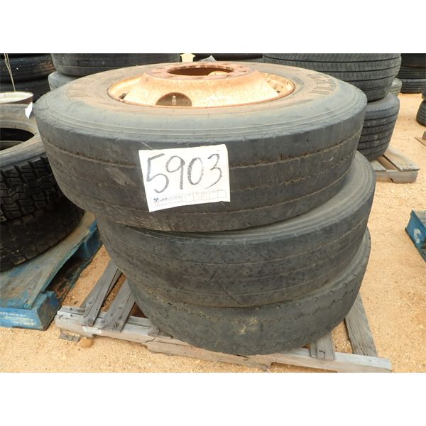11R22.5 TIRES & RIMS (3 ea) (A-1)