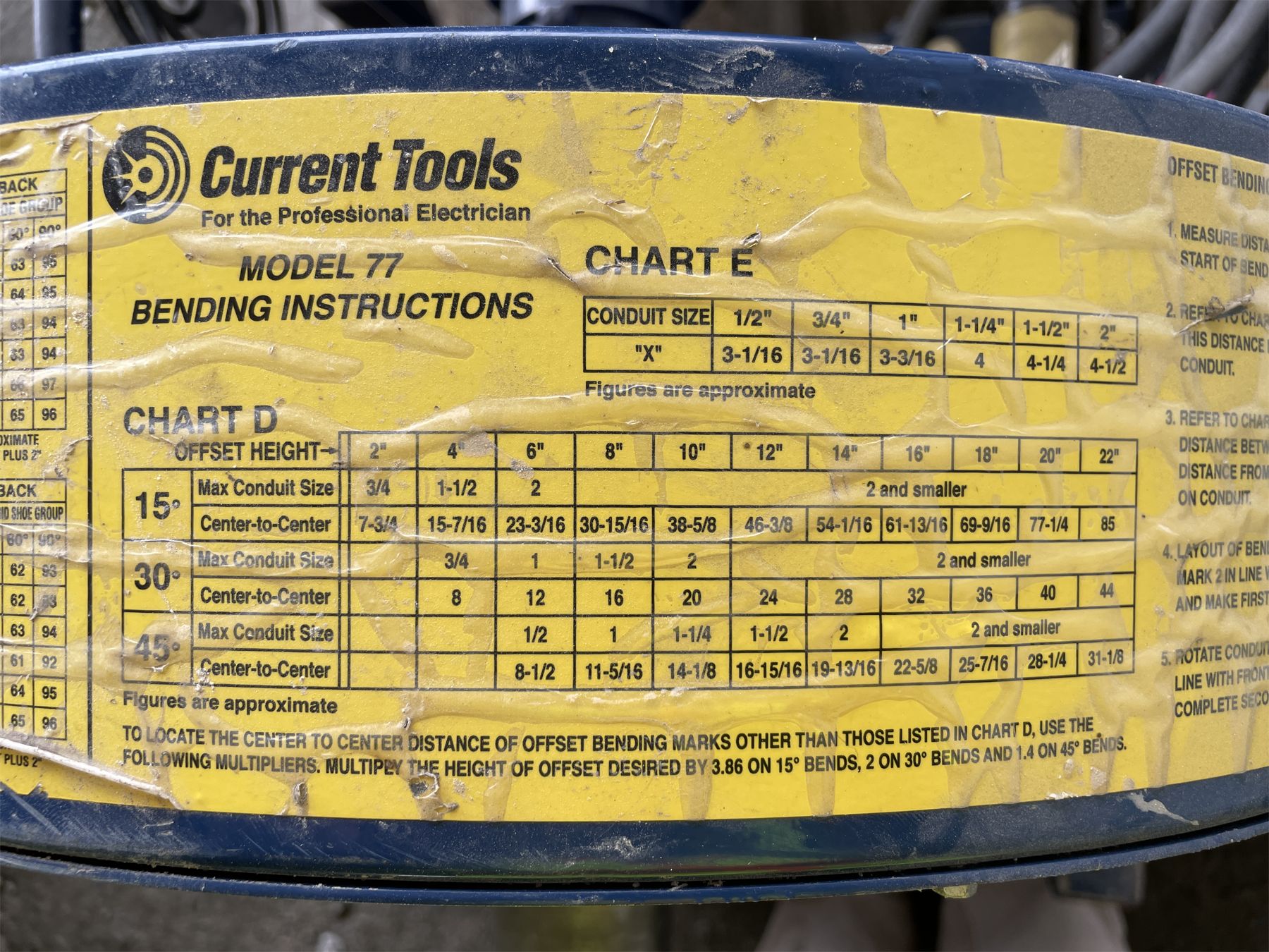 CURRENT TOOLS MODEL 77 CONDUIT BENDER J.M. Wood Auction Company, Inc.