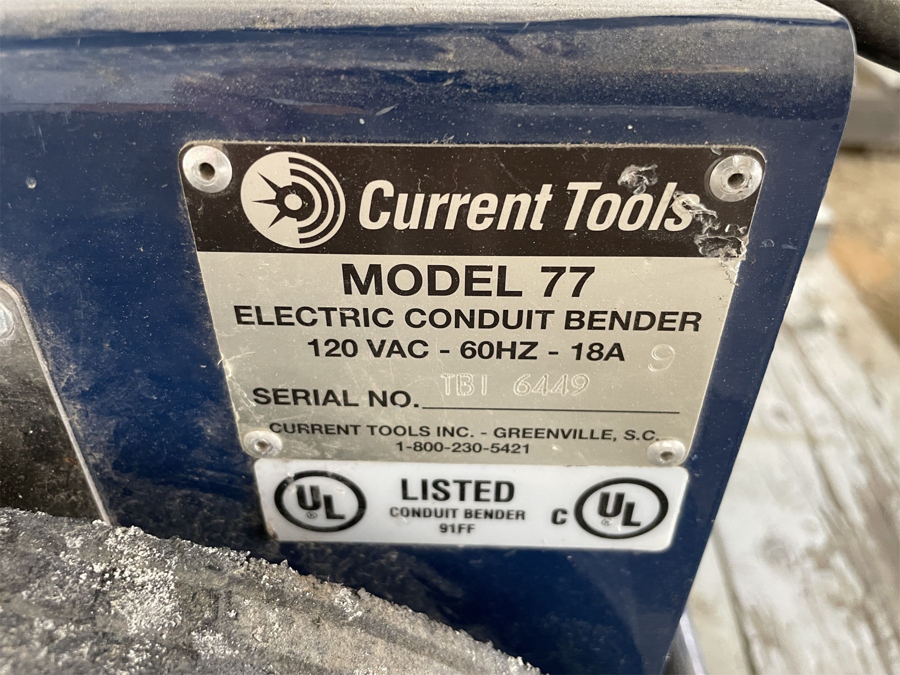 Current Tools Sc CURRENT TOOLS MODEL 77 CONDUIT BENDER - J.M. Wood Auction Company, Inc.