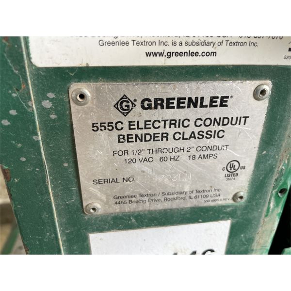 GREENLEE 555C CONDUIT BENDER - J.M. Wood Auction Company, Inc.