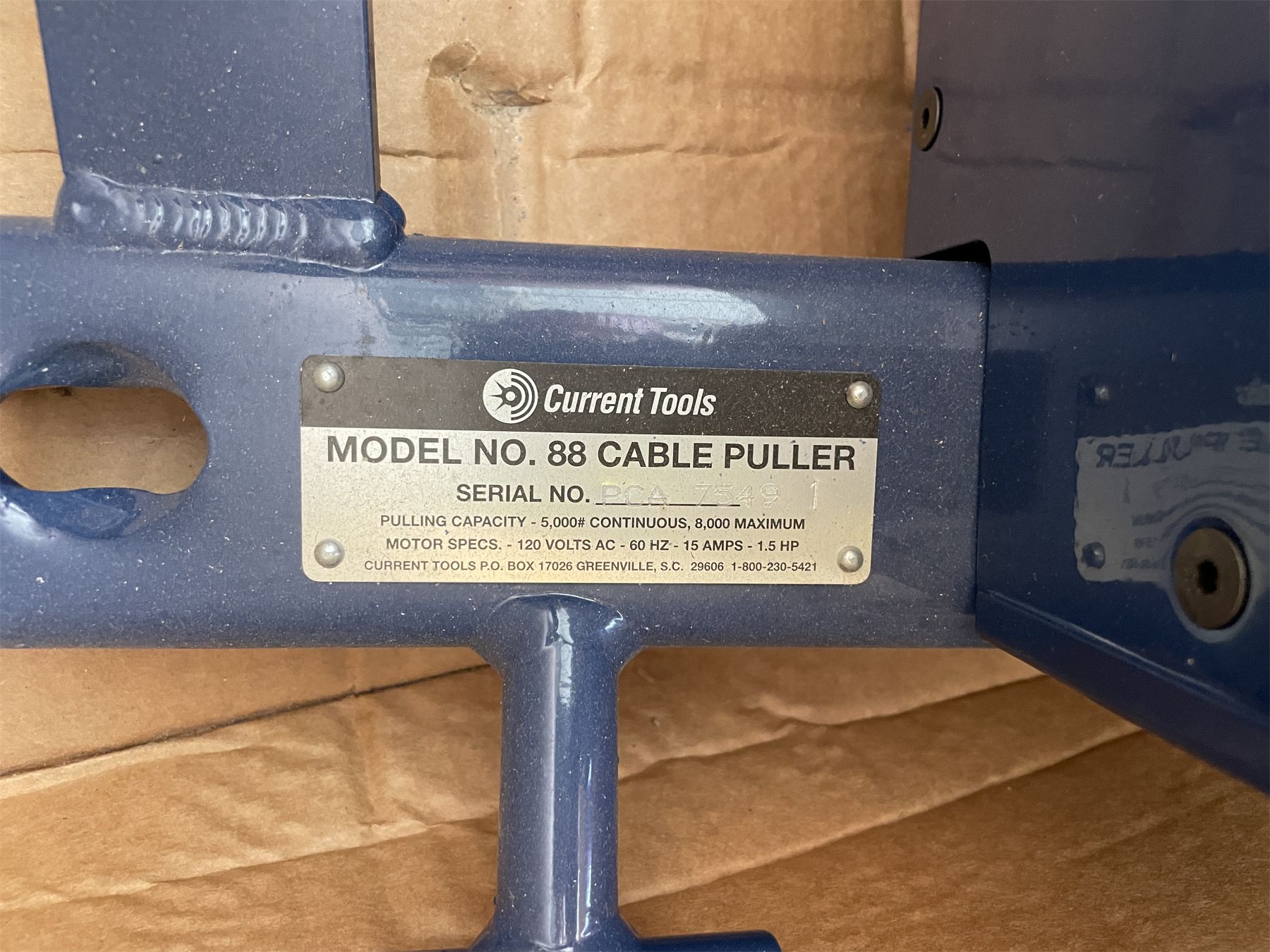 Current Tools Sc CURRENT TOOLS MODEL 88 CABLE PULLER - J.M. Wood Auction Company, Inc.
