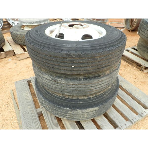(3) 8R19.5 TIRES W/WHEELS (A2)