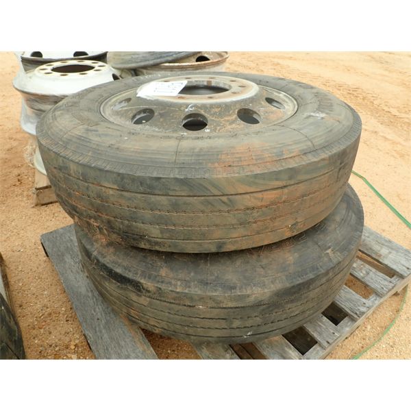 285/75R24.5 TIRES & RIMS (2EA) (A-7)