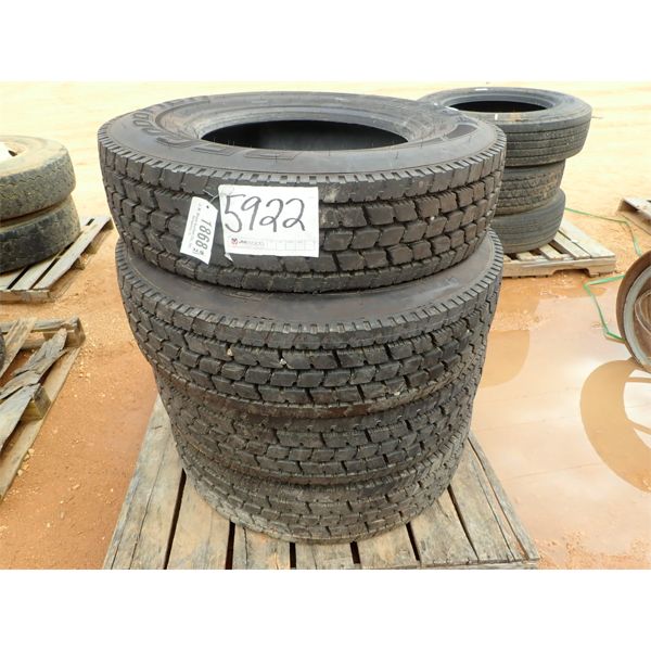 275/80R22.5 RADIAL TIRES, 4 TIRES & 2 RIMS (A7)