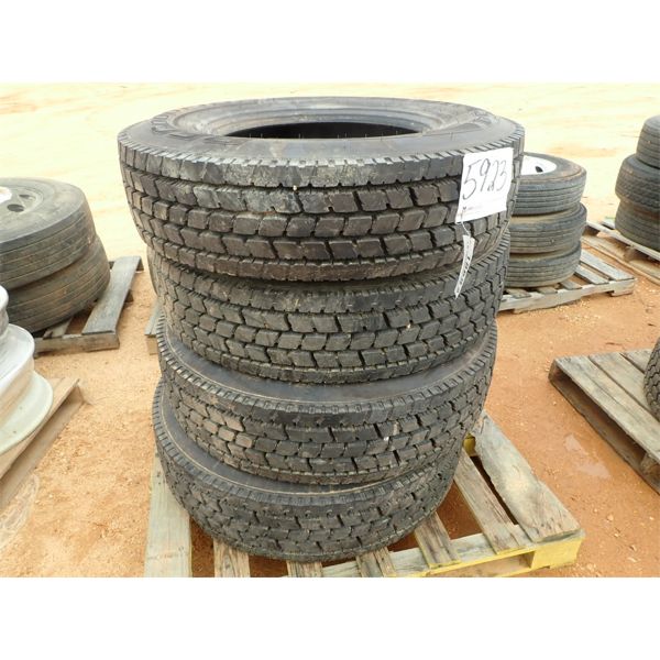 275/80R22.5 RADIAL TIRES, 4 TIRES & 2 RIMS (A7)
