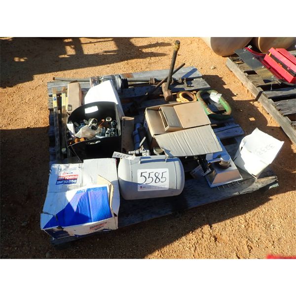 2 PIPE CLAMPS, 1 AIR TANK, 1 SLEDGE HAMMER, 1 BRAKE SHOE WITH HARDWARE KIT, 1 ALTERNATOR, 3- 1" IRWI