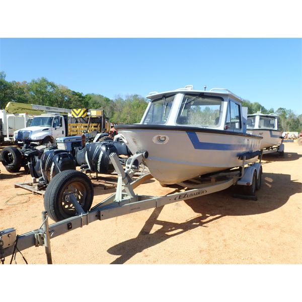 CABIN PATROL BOAT, 18L. IN/OUT BOARD, MERCRUISER 350 MPI, 8650 HOURS, EZ LOAD TANDEM AXLE TRAILER, H