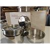 Image 3 : PAN; POACHER INSERT; 4-6QT. DOUBLE BOILER w/STEAMER INSERT; 2-BOXED 6QT. DOME LIDS