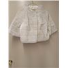 Image 1 : WHITE FAUX FUR DRESS CAPE w/ SLEEVES: 3/4 (LADIES SIZE UNKNOWN)