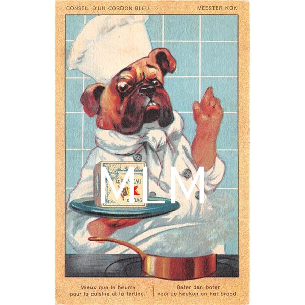 French Advertising Bulldog Chef Le Drapeau De Vlag Postcard