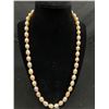 Image 2 : Cultured Freshwater Oval Shaped Rice Pearl Necklace Hand Knotted 14K Gold Clasp 22.5" L 