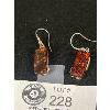 Image 2 : Beautiful Sterling Silver Rectangle Genuine Dangling Amber Earrings