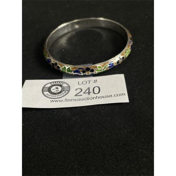 Beautiful 925 Sterling Silver Multicolor Enamel Flower Bangle