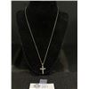 Image 1 : Vintage Sterling Silver Cross Pendant Chain Necklace. Roses on Cross
