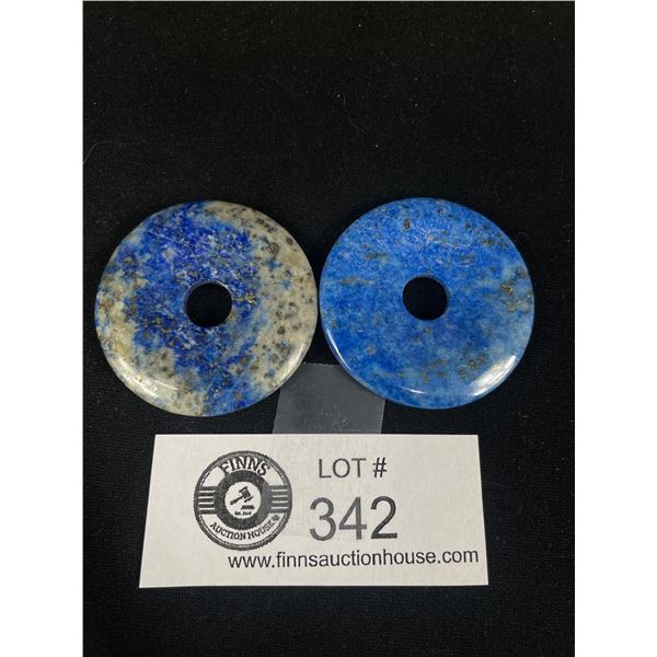 2 Blue Donut Pendants