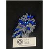 Image 1 : Incredible 1950's Blue Rhinestone Brooch. 3 Stones Missing.