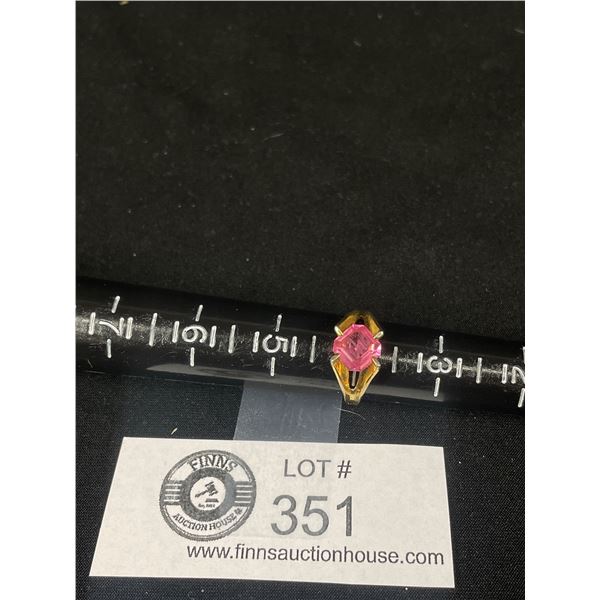 Vintage 18k Gold Plated Ring Pink Stone
