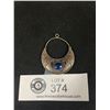 Image 1 : Vintage Sterling & Lapis Crescent Pendant 1 1/2 " Diameter