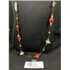 Image 2 : Unusual Vintage Extra Length Necklace. Handmade with Glass Crystal Gemstone and Sterling Beads 37" 