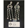 Image 1 : Vintage Large Aurora Borealis Stones Chandelier Earrings, 4" L