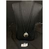 Image 1 : Vintage Silvertone Black Cameo Pendant with Chain Necklace