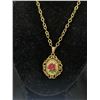 Image 2 : Vintage Gold Filled Chain Necklace with Petite Point Pendant