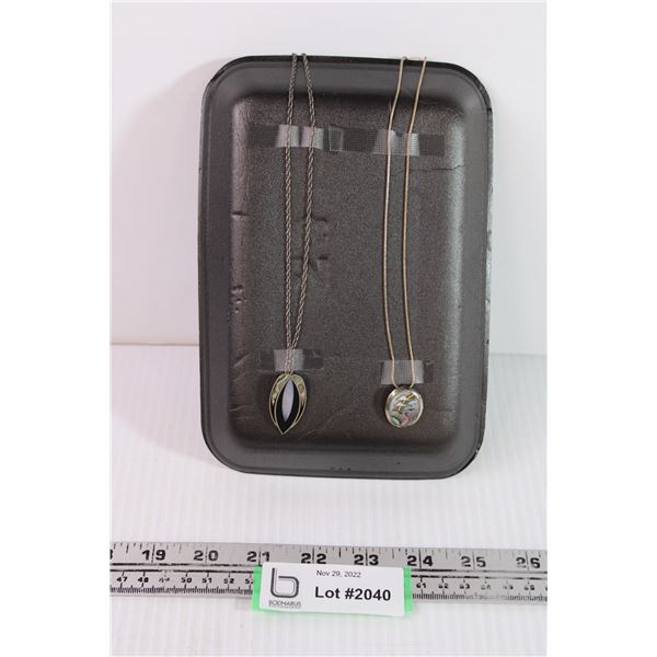 (2) Sterling Necklaces w/ Abalone Inlay