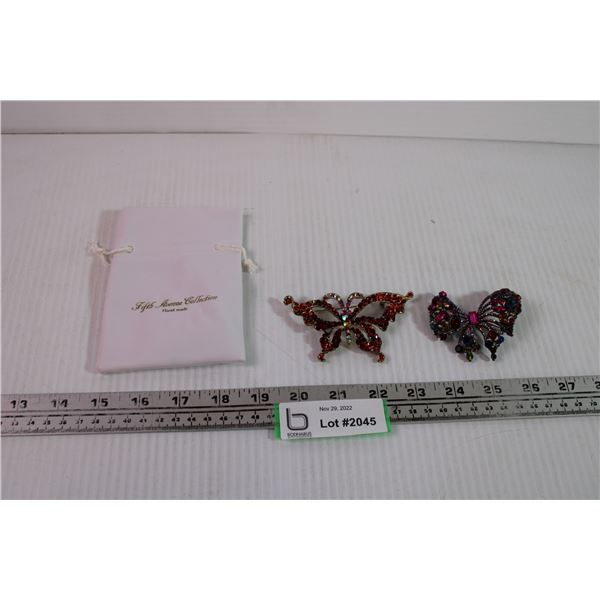 2X THE BID PRICE - Colourful Butterfly Brooches