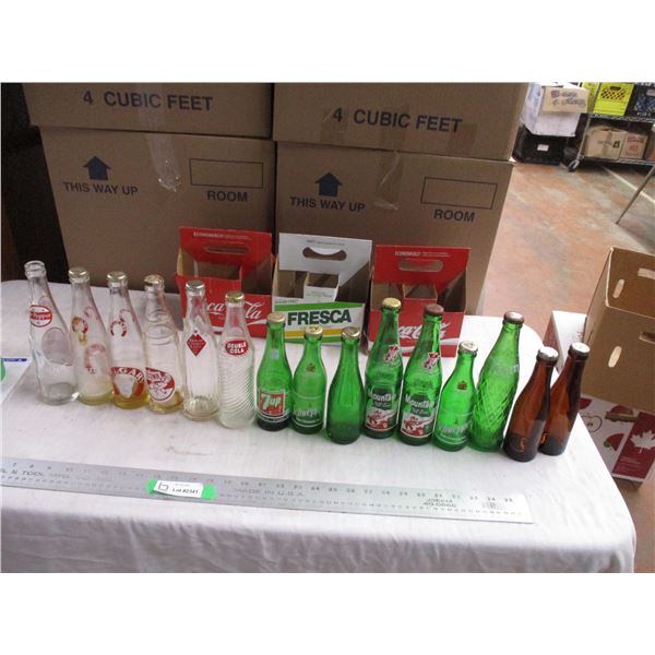 (3) Pop cartons with misc bottles