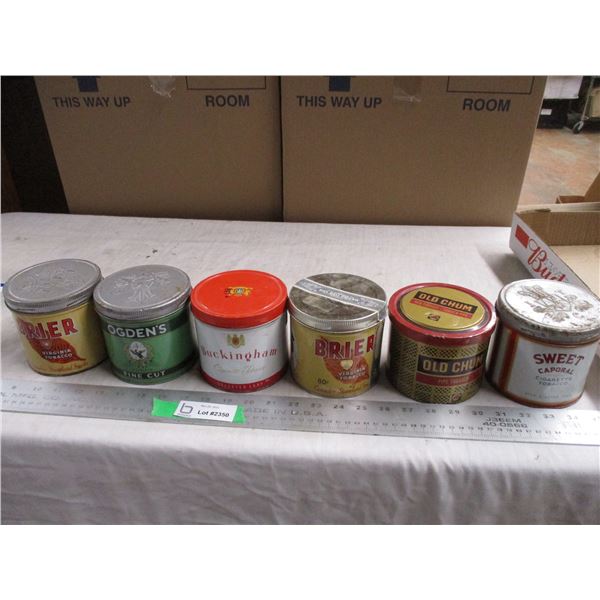 Tobacco tins, old chum, buckingham, sweet caporal