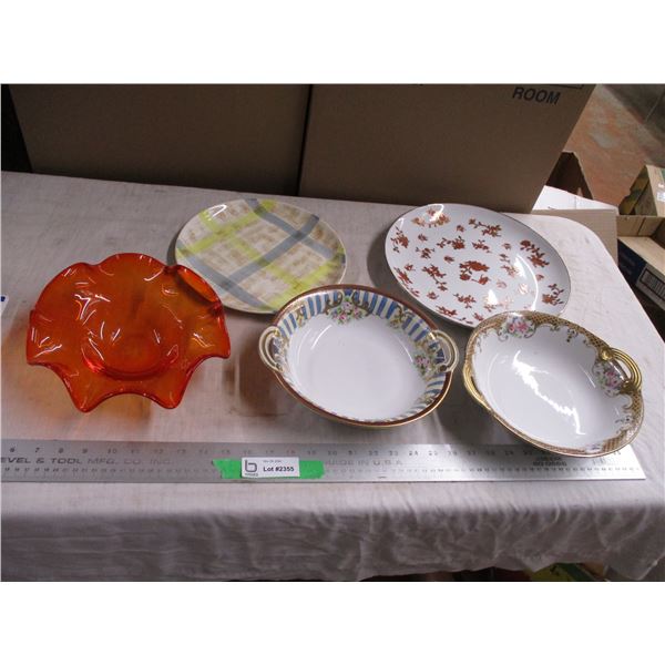 Nippon bowls, misc colored dish