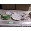 Image 1 : Colored gravy bowl, plate, misc