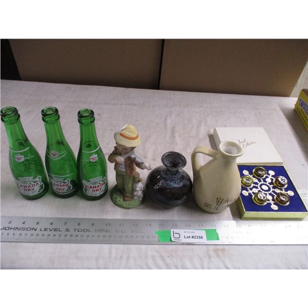 Perfume oil, turkey hill vase, misc bottles