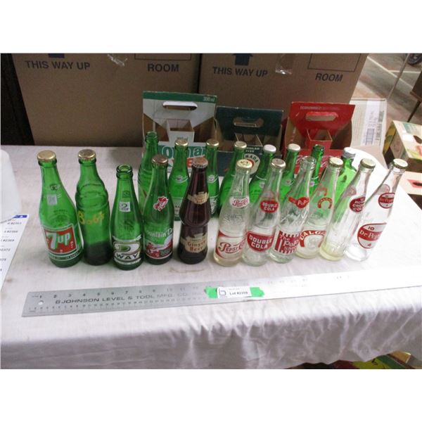 (3) Pop cartons with misc bottles