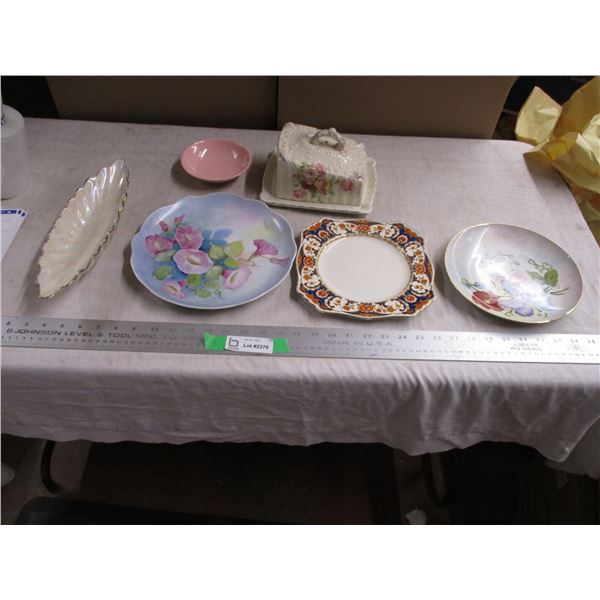 hand painted plates, misc