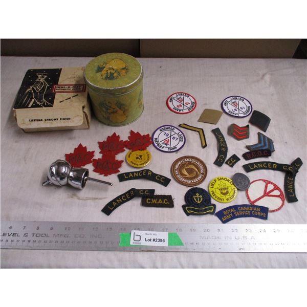 Automatic jigger, patches, button pins, tin