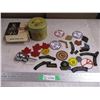 Image 1 : Automatic jigger, patches, button pins, tin
