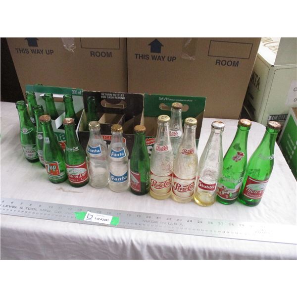 (3) Pop cartons with misc bottles